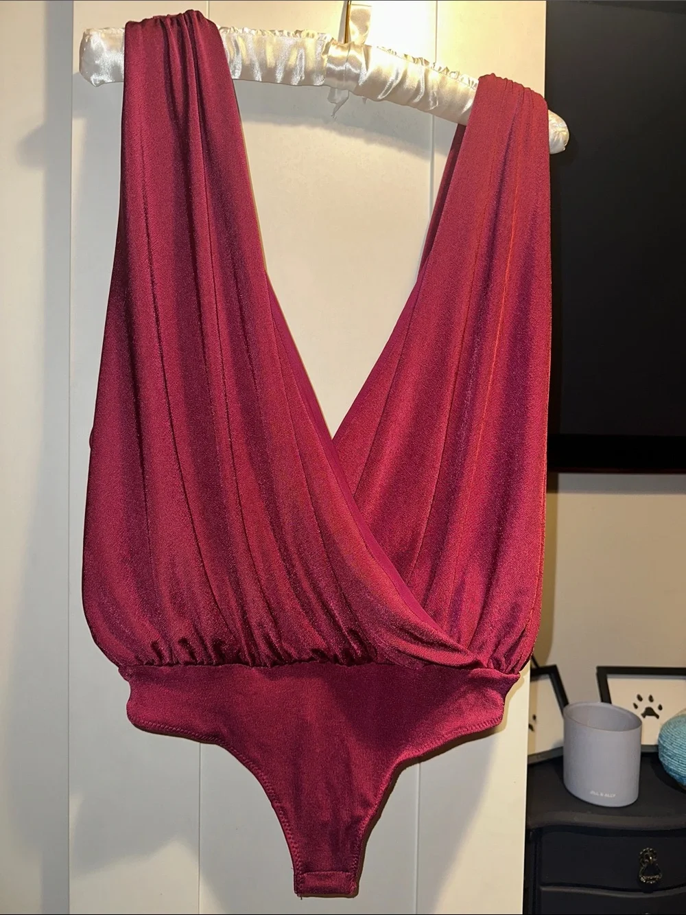 NWT FREE PEOPLE  Night Owl Bodysuit- Dark Rhubarb